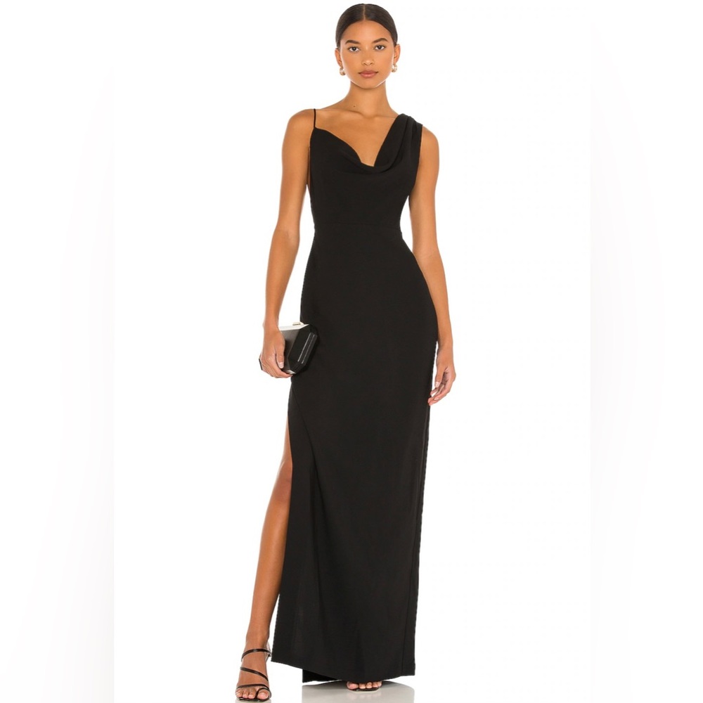Amanda Uprichard Ariel Gown in Black X Revolve